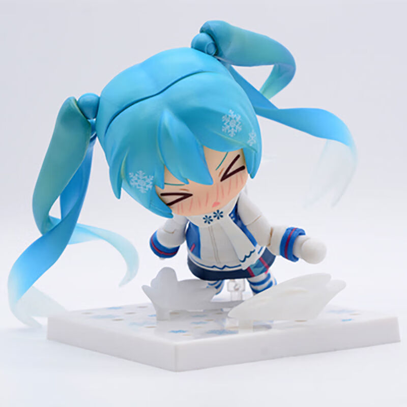 初音未来动漫二次元 雪初音樱花粘土人可爱少女模型摆件q版 滑雪初音