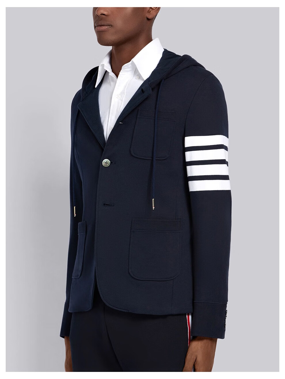thom browne 汤姆布朗夹克男士棉质条纹连帽西服外套 mjt166a 00535