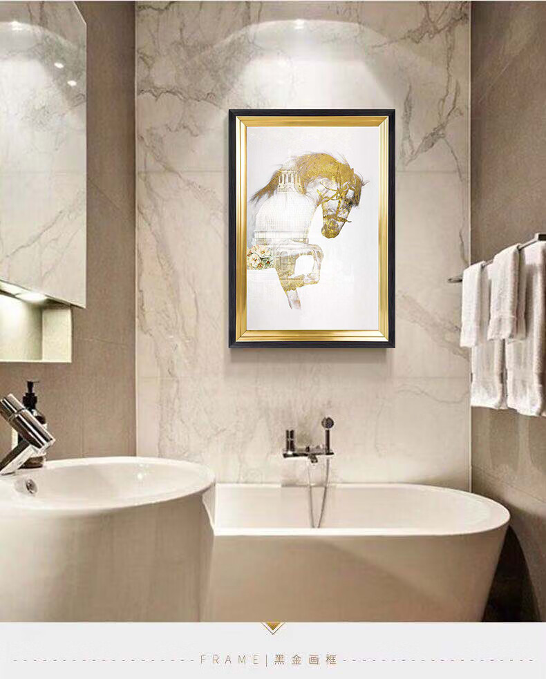 卫生间装饰画现代轻奢酒店浴室挂画防水壁画美式洗手间厕所墙家装软饰