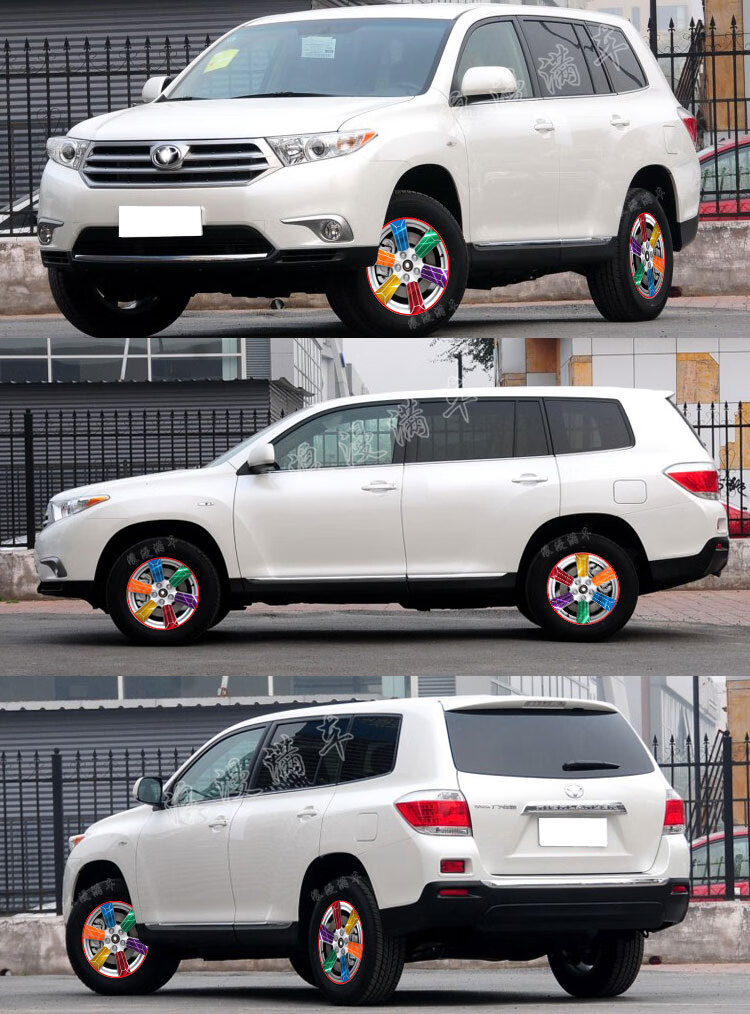 火狐狸 09-13款汉兰达轮毂贴纸 汉兰达专用改装车贴电镀轮胎圈划痕碳