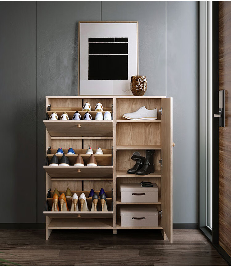 林氏木业鞋柜北欧简约玄关置物柜家用翻斗式卧室客厅收纳柜储物柜边柜