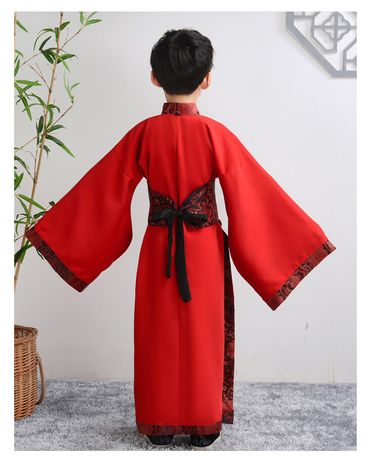 汉服男古代学生中国风国学服装幼儿孔子大臣舞台演出服 汉服男 腰封