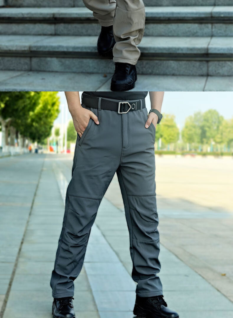 冬季男装软壳厚款户外加绒冲锋裤男防风透气弹力运动吸汗登山裤百搭