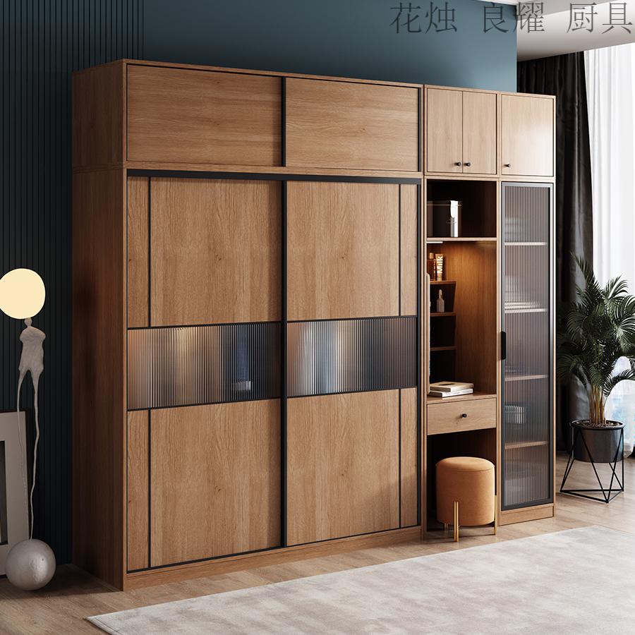 简单衣柜网红北欧实木衣柜2021新款简单衣柜感应灯开门即亮小户型日式