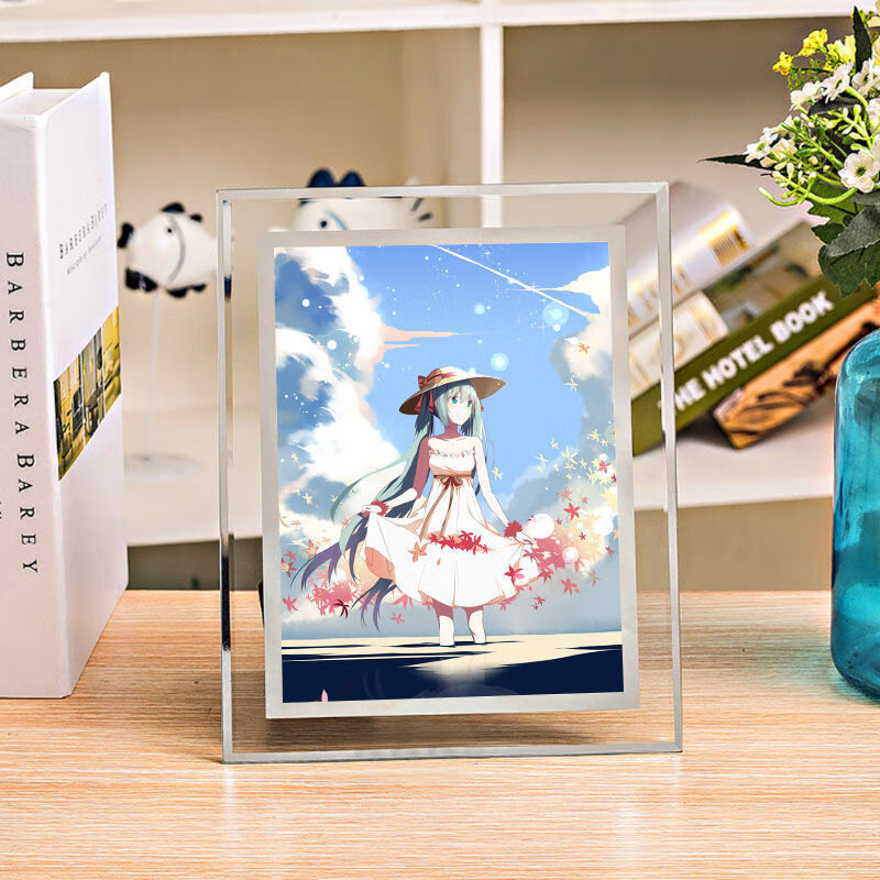 初音新款玻璃动漫水晶diy周边二次元相框生日礼物来图定制摆台框 10 6