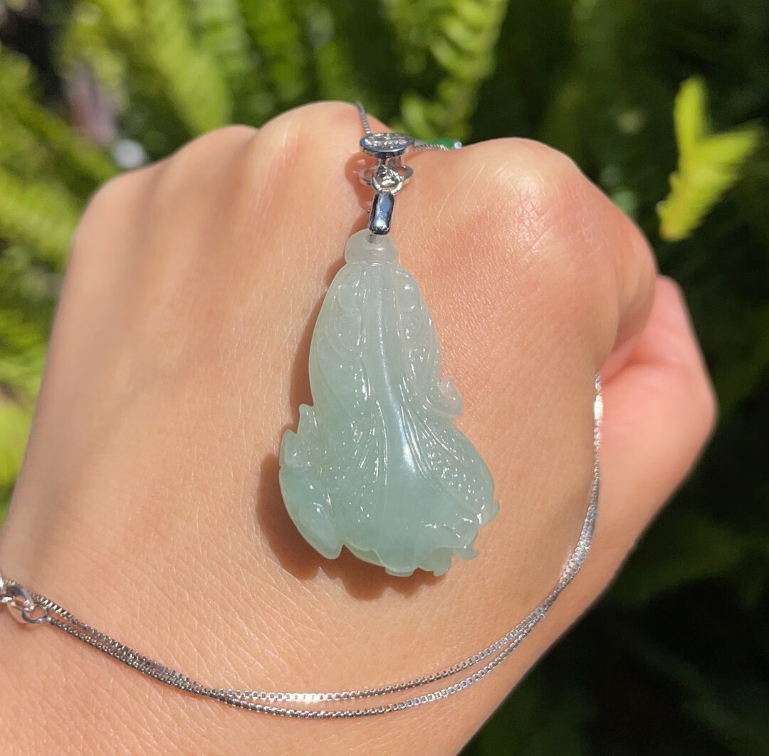 kk宝钰缅甸翡翠白菜百财银锁骨吊坠挂件证书新款人气