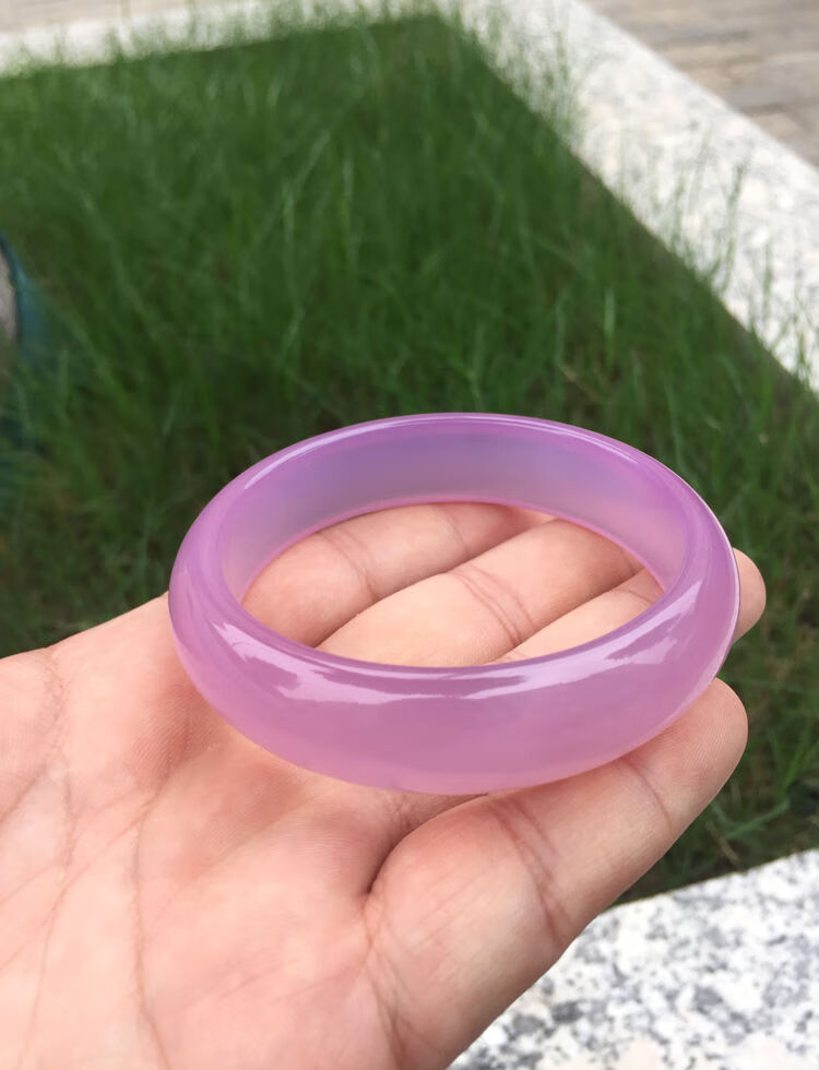 天然冰花芙蓉玉手镯 少女细条圆镯 玉髓玛瑙玉石镯子西安蓝田玉镯子