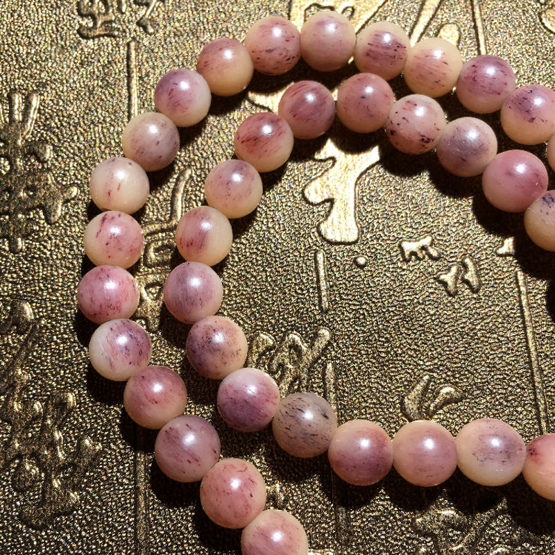 天然骆驼骨满血丝蝌蚪纹108颗手链手串项链佛珠 男女款骨头珠文玩 紫