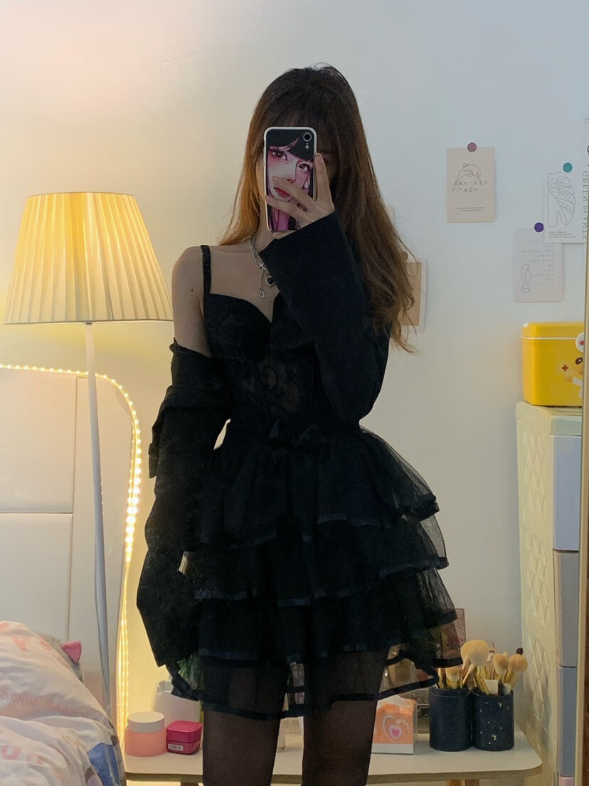 nrhyzjk性感萝莉御姐制服蕾丝塑身鱼骨吊带上衣网纱蛋糕蓬蓬半身裙