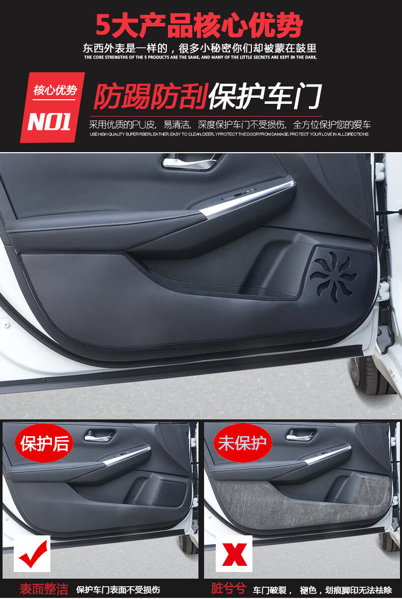 醉米适用于日产轩逸车门防踢垫改装车门垫20款轩逸车门防踢保护防刮垫