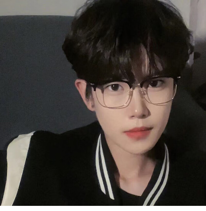 理工男半框眼镜斯文理工男复古半框眼镜方形眉线框防蓝光镜痞帅宅男风