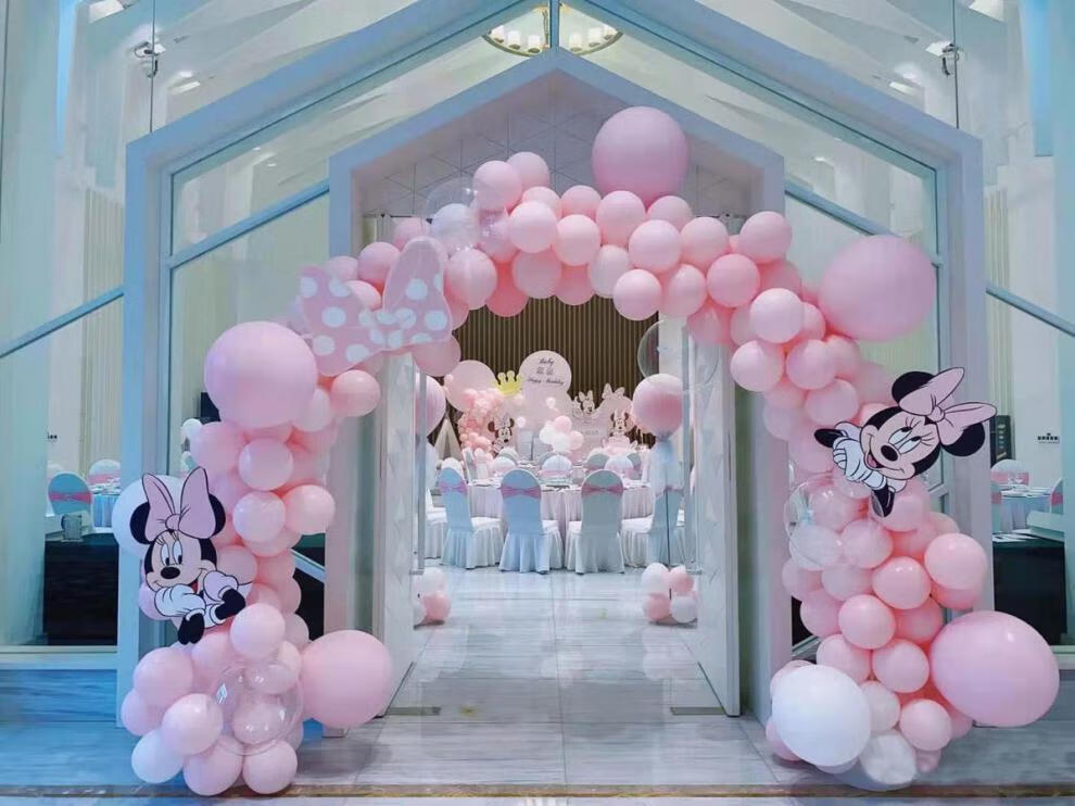 气球拱门升级版本米奇米妮可爱装饰宝宝宴百日拱形门造型儿童派对米妮