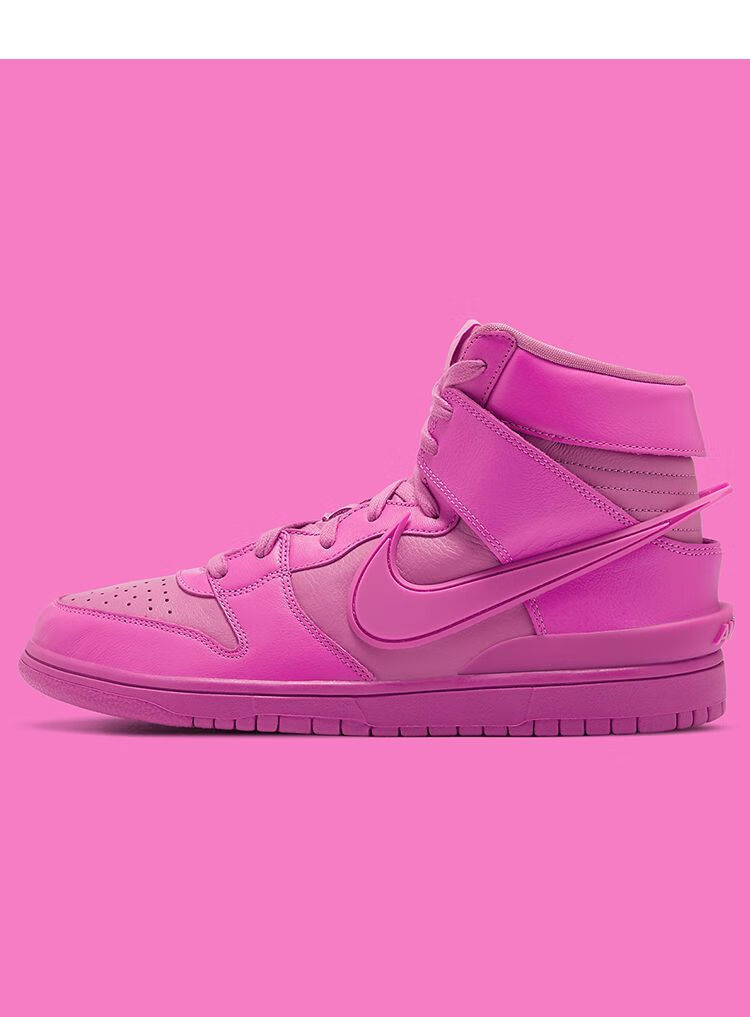 耐克休闲运动跑步鞋子dunkhigh高帮板鞋ambush联名玫粉男女同款情侣