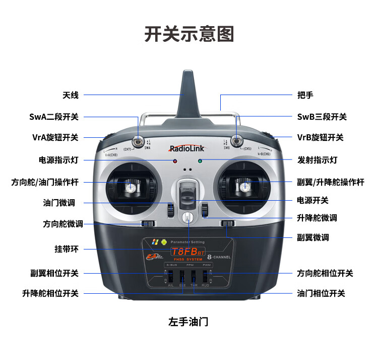 【全新升级】乐迪t8fb航模遥控器穿越机固定翼无人机模拟器大飞机船8