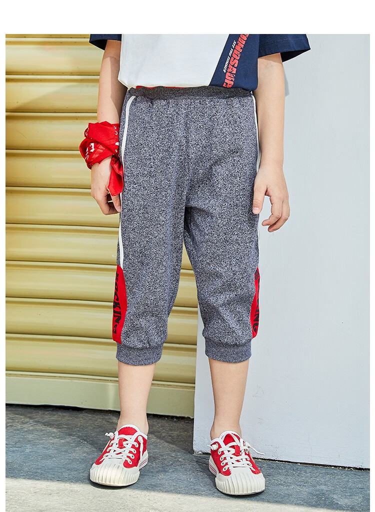 水孩儿童装男童七分裤年夏季新款儿童短裤薄款休闲运动裤中大童男宝蓝