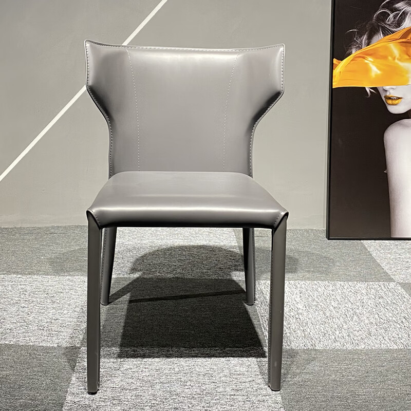 塞罗森轻奢马鞍皮餐椅现代简约家用北欧吃饭餐椅意式极简椅子书桌化妆