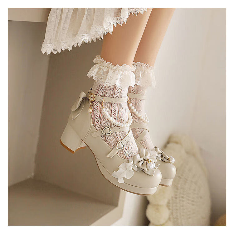 核适包头单鞋女2022夏季新款高跟鞋女仙女风大学生洛丽塔鞋子lolita鞋