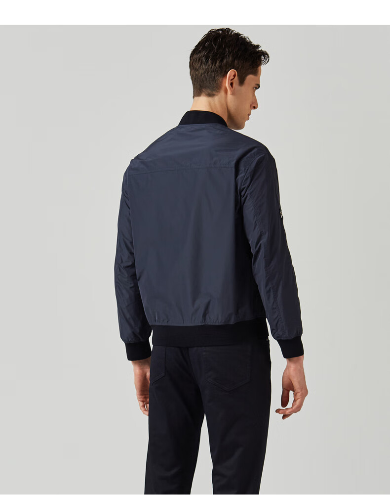 劲霸男士短版茄克秋季新款拉链修身外套上衣fkda3225 深兰 170