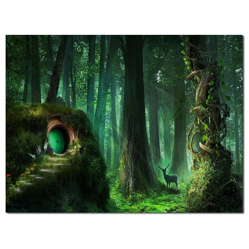 居梦坞影楼婚纱摄影背景布儿童拍照背景梦幻森林古装森系大自然主题