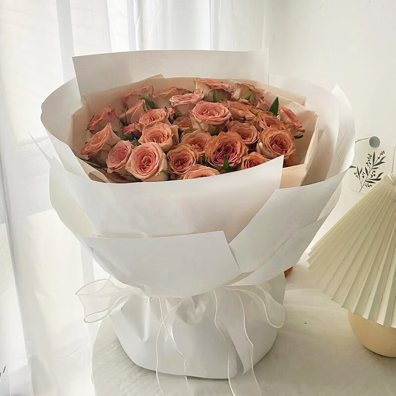 花束复古奶茶色系鲜花速递同城配送表白送老婆送女友高端生日礼物北京