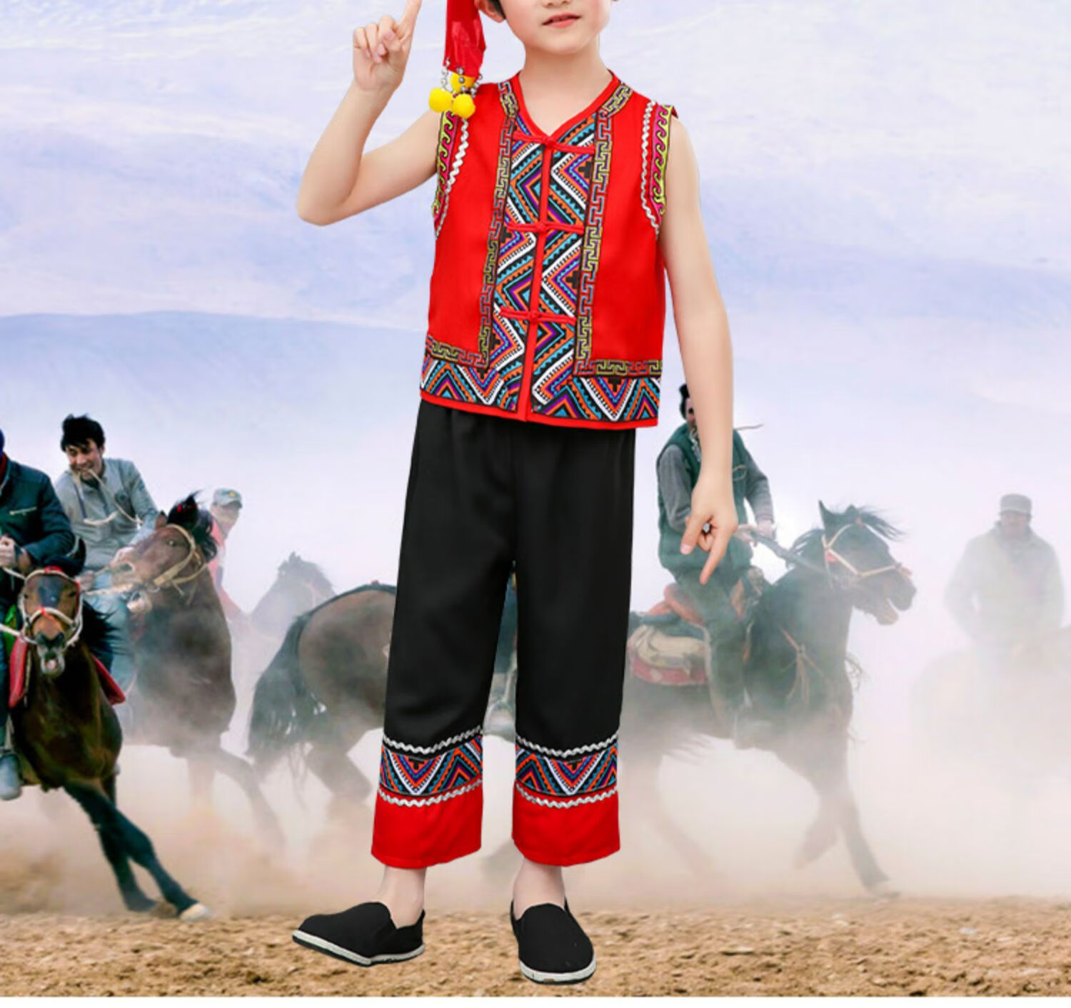 56个少数民族服装儿童男侗族壮族苗族傣族彝族瑶族服饰演出服 汉族男