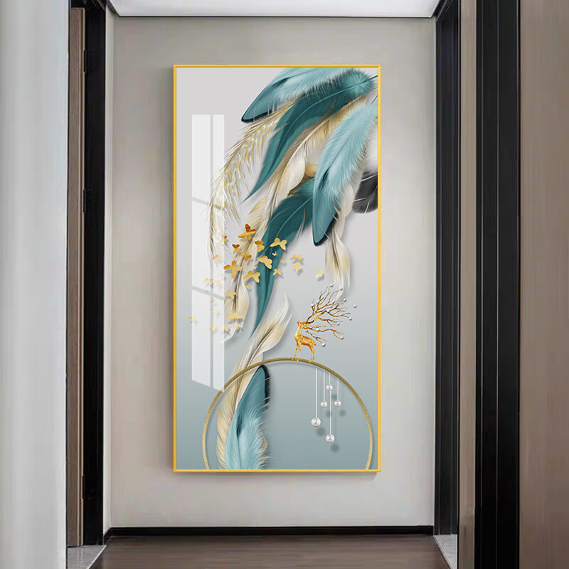 醉器妙 时来运转入户玄关装饰画现代简约客厅过道竖版壁画走廊背景墙