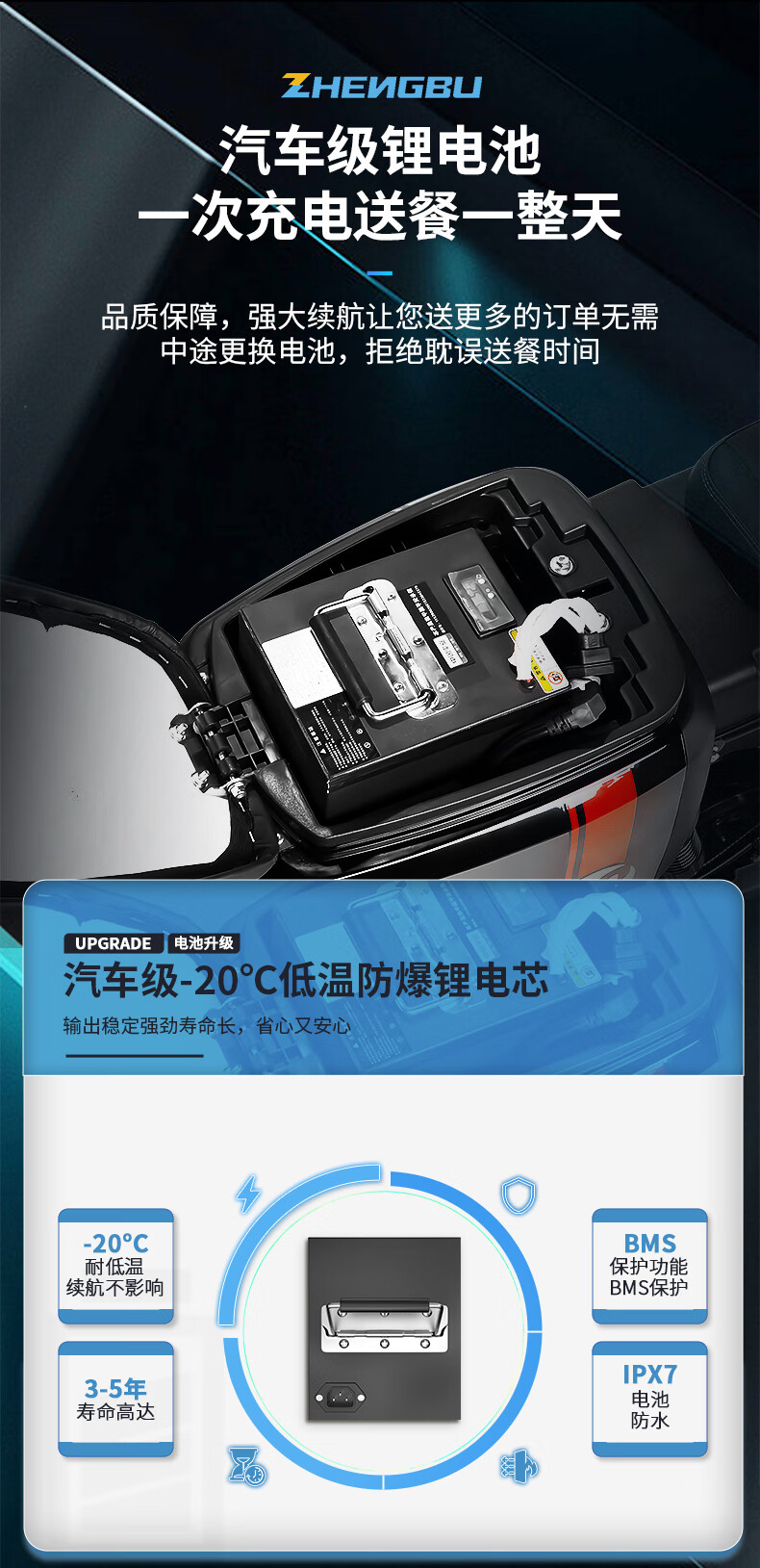 正步zb联名深远a8外卖电动车锂电池电瓶车轻摩130a续航双电池电动
