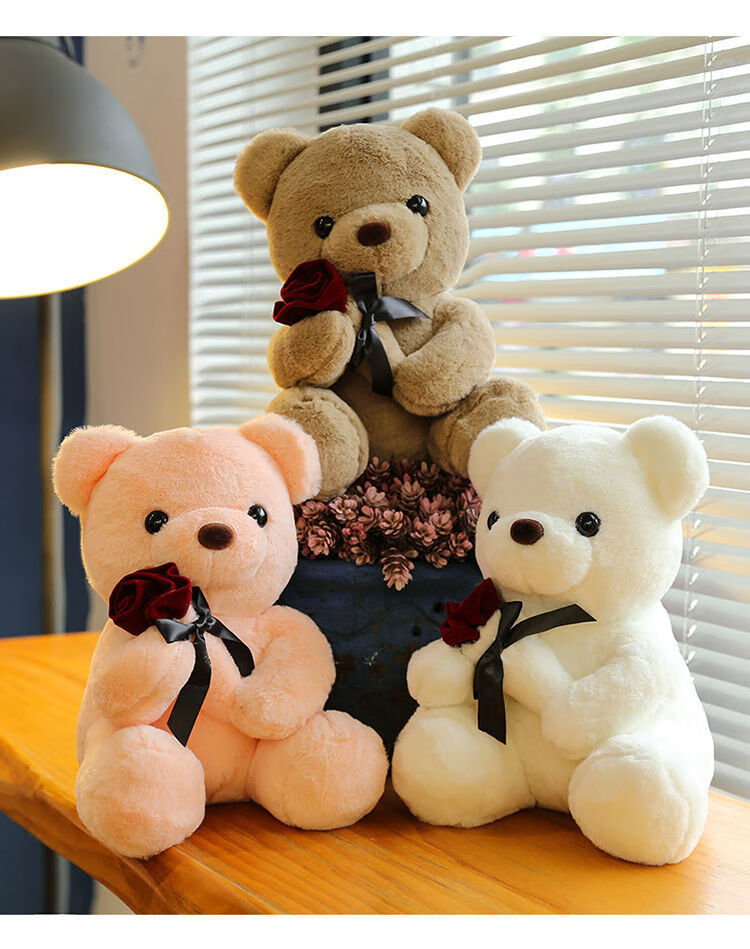 玫瑰花熊毛绒玩具熊熊公仔可爱玩偶布娃娃泰迪熊情人节礼物送女友
