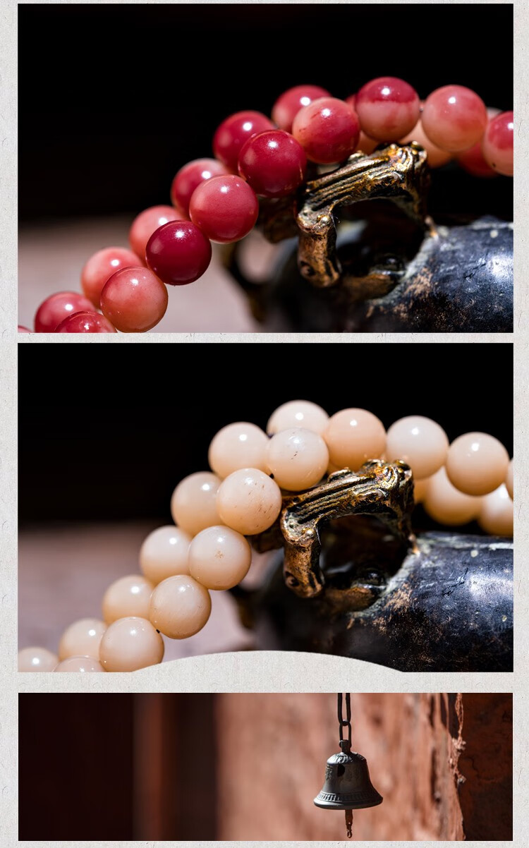 豪珠 天然满血骆驼骨手串 108颗藏式佛珠玉化顺纹老珠子女男款手链 玉