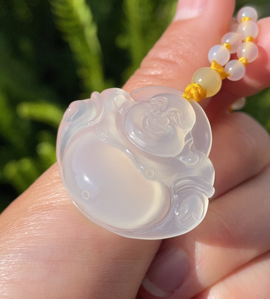 k&k宝钰云南黄龙玉玻璃种纯白大肚弥勒佛吊坠挂件证书新款【图片 价格