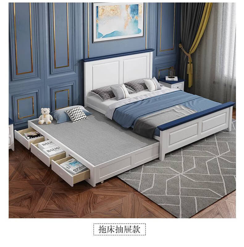 8米主卧拖床子母床抽拉床现代简约亲子床美式储物床大床 高级灰拖床