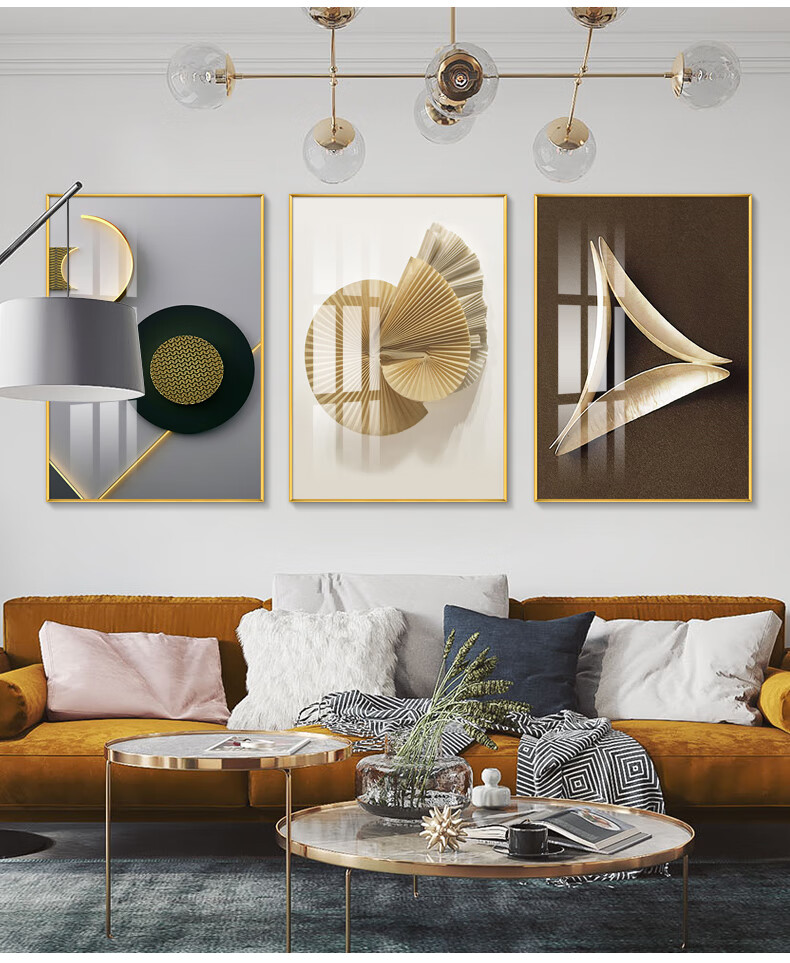 丞思 客厅装饰画现代简约餐厅玄关晶瓷画高端轻奢沙发背景墙壁金属框