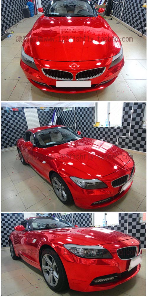 汽车电镀膜镜面高亮光车身改色膜贴纸可拉伸整车贴膜3层银色 新款拉伸