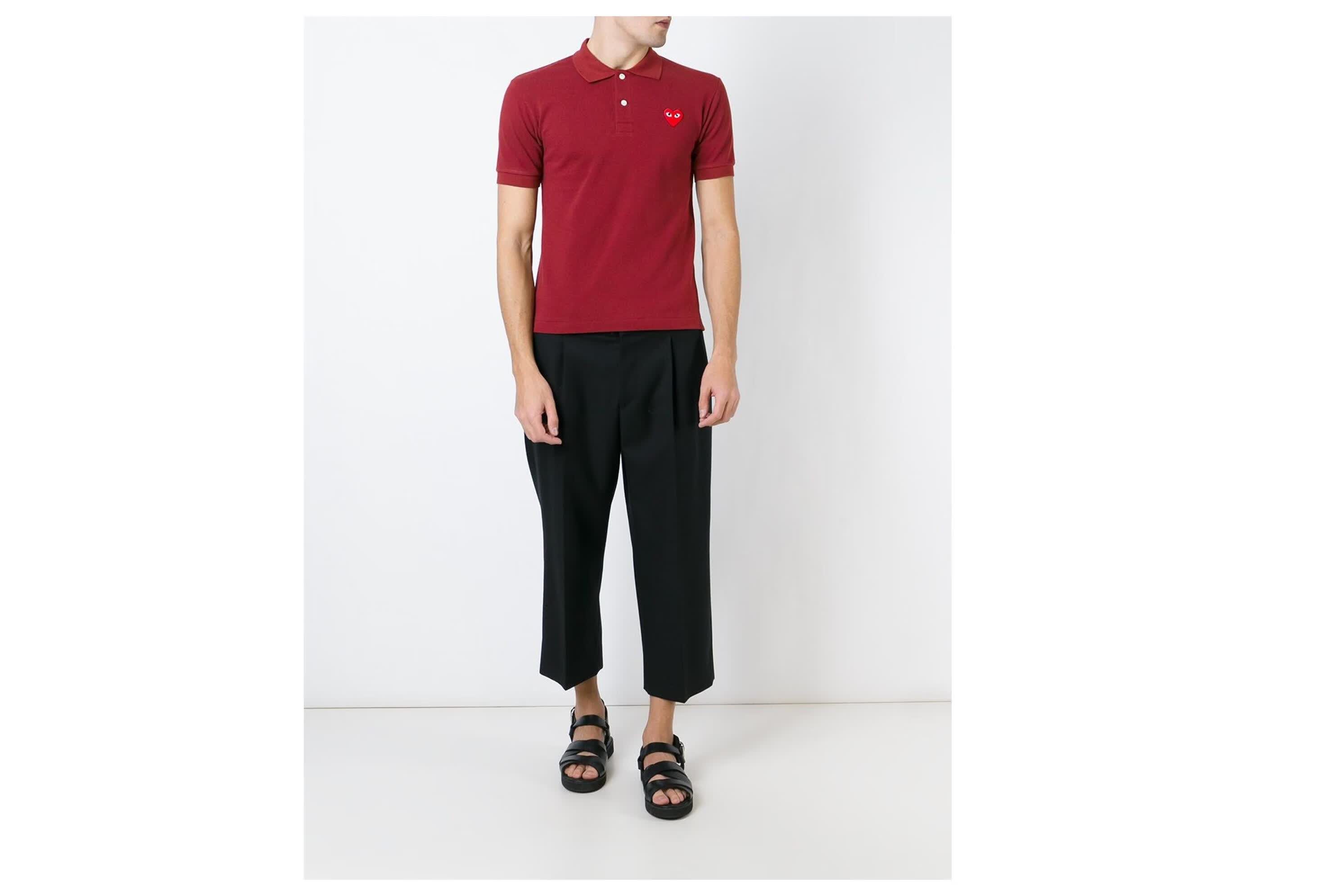 川久保玲(comme des garcons play)20秋冬男士标识心形刺绣polo衫