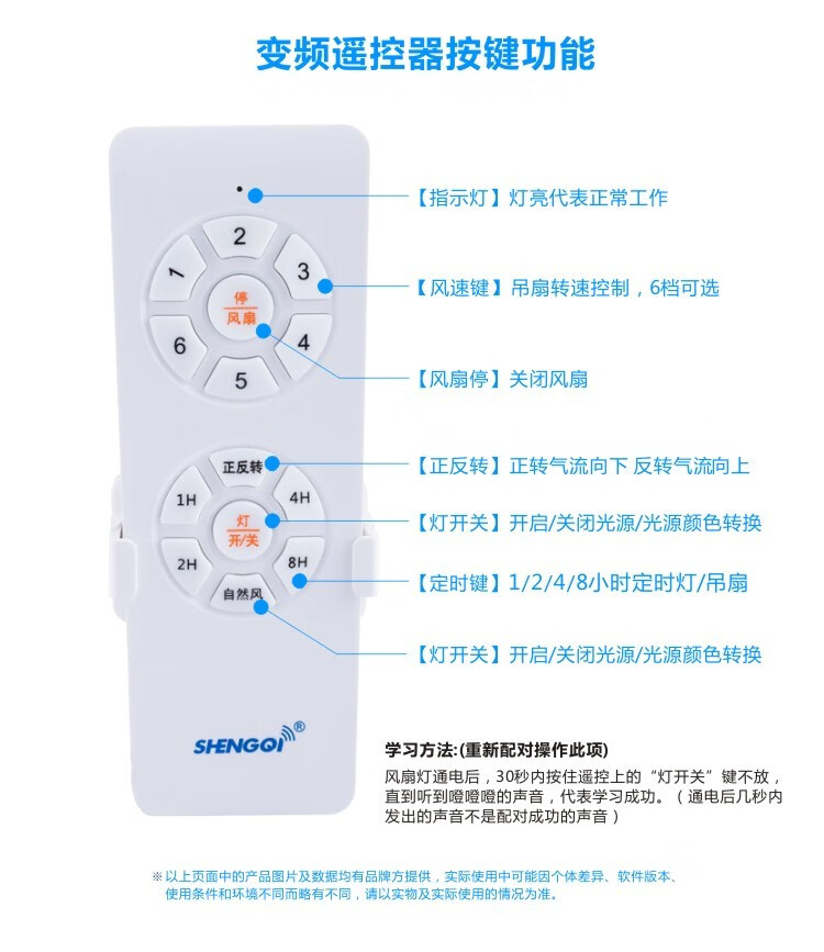 opple吊扇灯遥控器配对图片