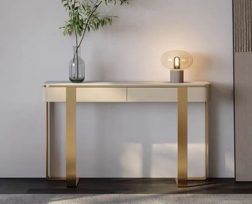 轻奢风玄关台现代简约家用客厅入户端景台过道走廊岩板玄关柜靠墙