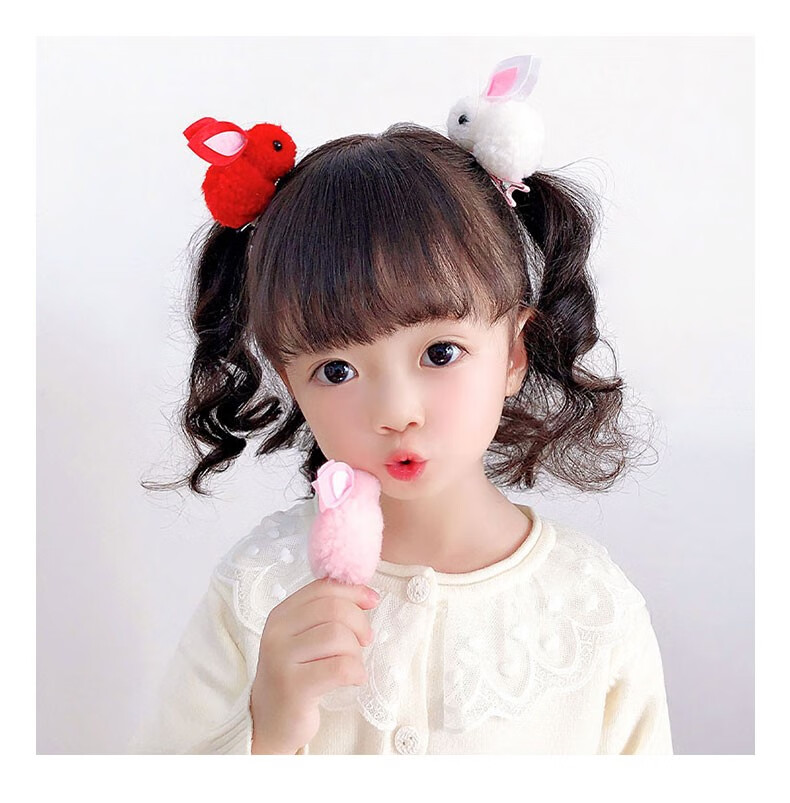 夹子宝宝女童头发卡子头饰侧边夹发卡可爱立体小兔子发夹小孩子戴的