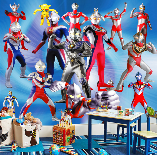 2022新款奥特曼儿童房壁纸 8d卡通儿童房墙纸超人奥特曼壁纸男孩子