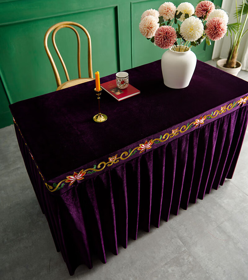 布欧格定制寺庙佛堂金丝绒桌裙供桌桌罩桌裙桌布台布佛台桌套神位供