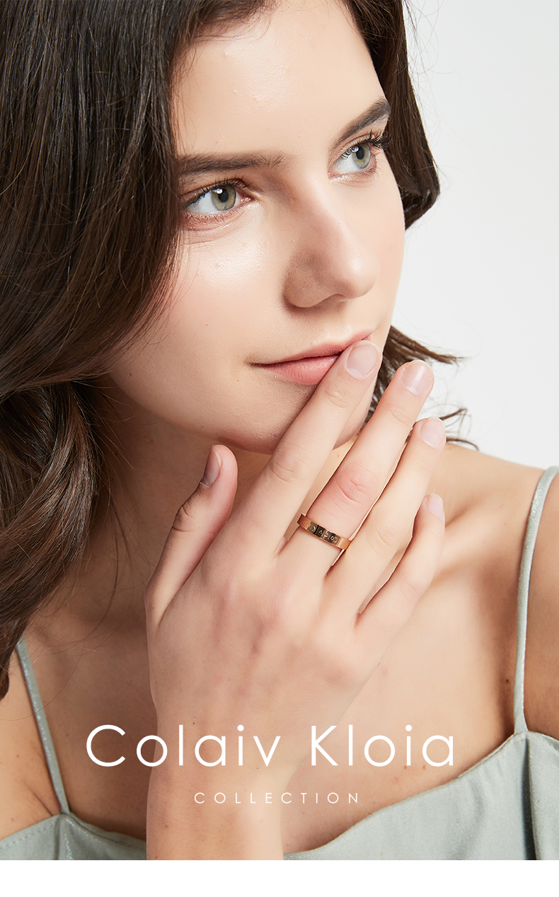 colaivkloia新品情侣戒指男女对戒一对满天星素圈婚戒0301情人节生日