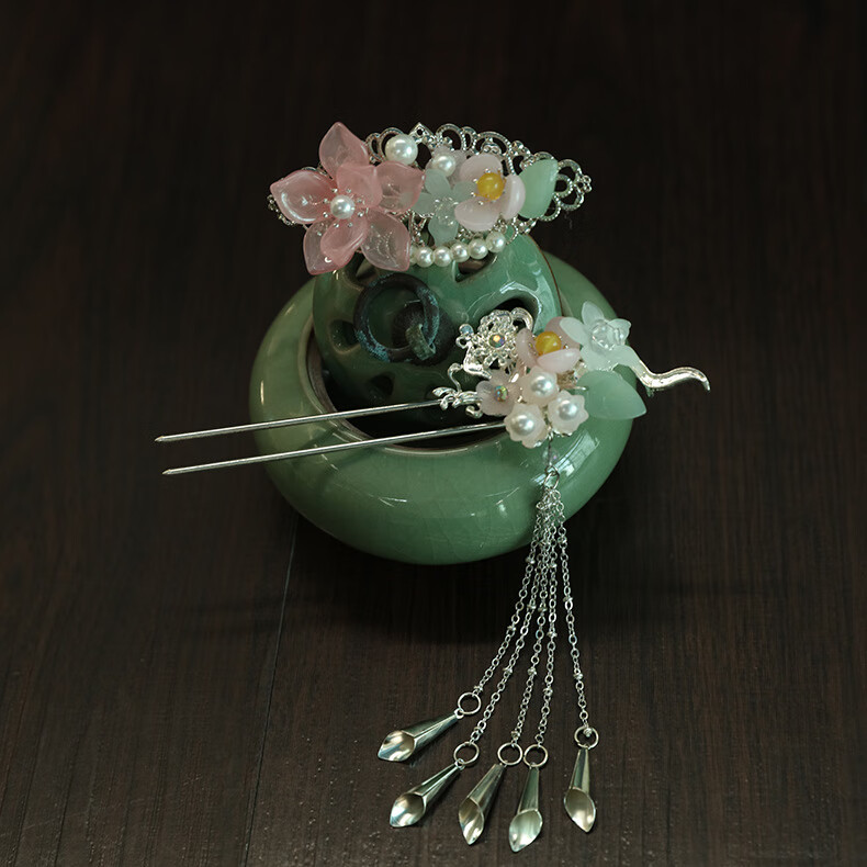 古风小清新发钗珍珠流苏公主步摇手工创意发饰古装配饰汉服发簪 一套2