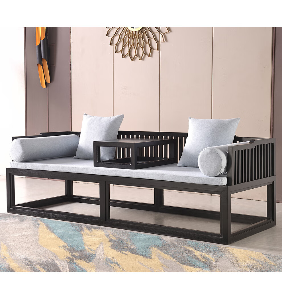 新中式沙发后现代简约实木布艺沙发组合客厅样板房民宿酒店客厅新古典