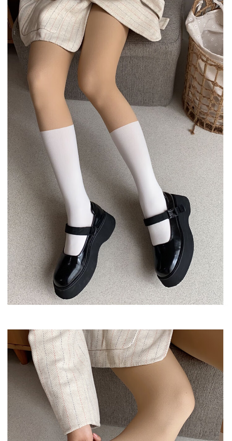 拼接光腿神器 拼接假小腿黑色jk丝袜假两件光腿神器秋冬加绒两层高筒