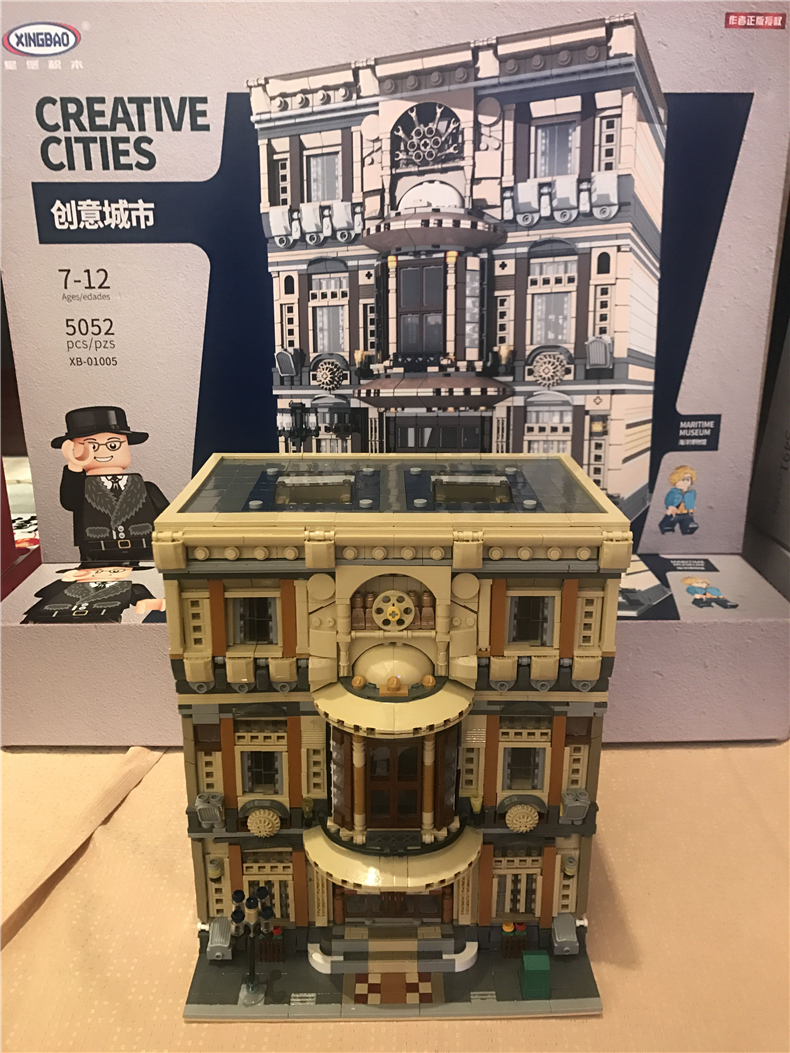 创意百变moc街景城市海洋博物馆兼容乐高小颗粒立体拼插拼装我的世界
