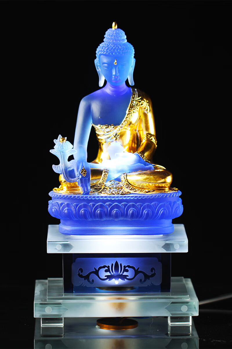 药师琉璃光如来发光金刚底座家用供奉摆件居家佛堂摆放药师佛佛像