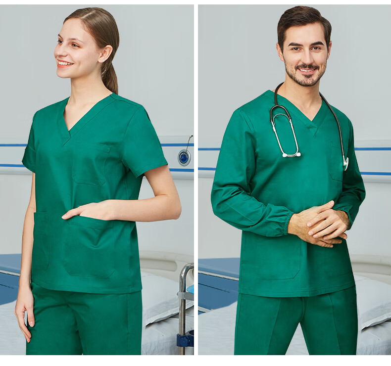 洗手衣女纯棉手术室衣服女短袖护士服医生刷手工作服长袖男女浅紫短袖