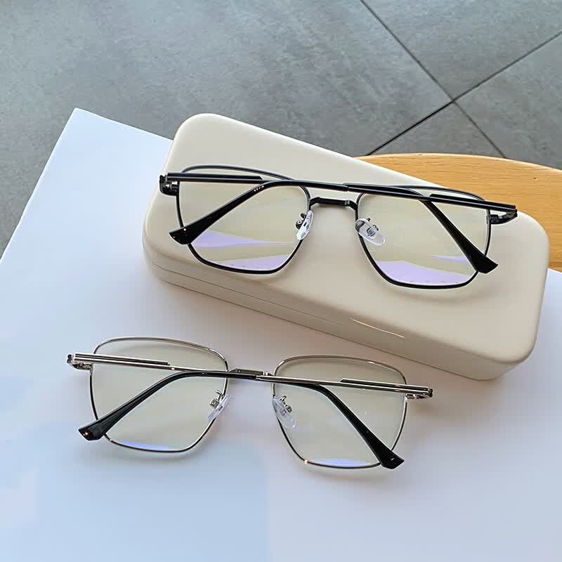 新款金丝边防蓝光眼镜复古近视眼镜架金属方框g家眼镜框女金色黑腿防