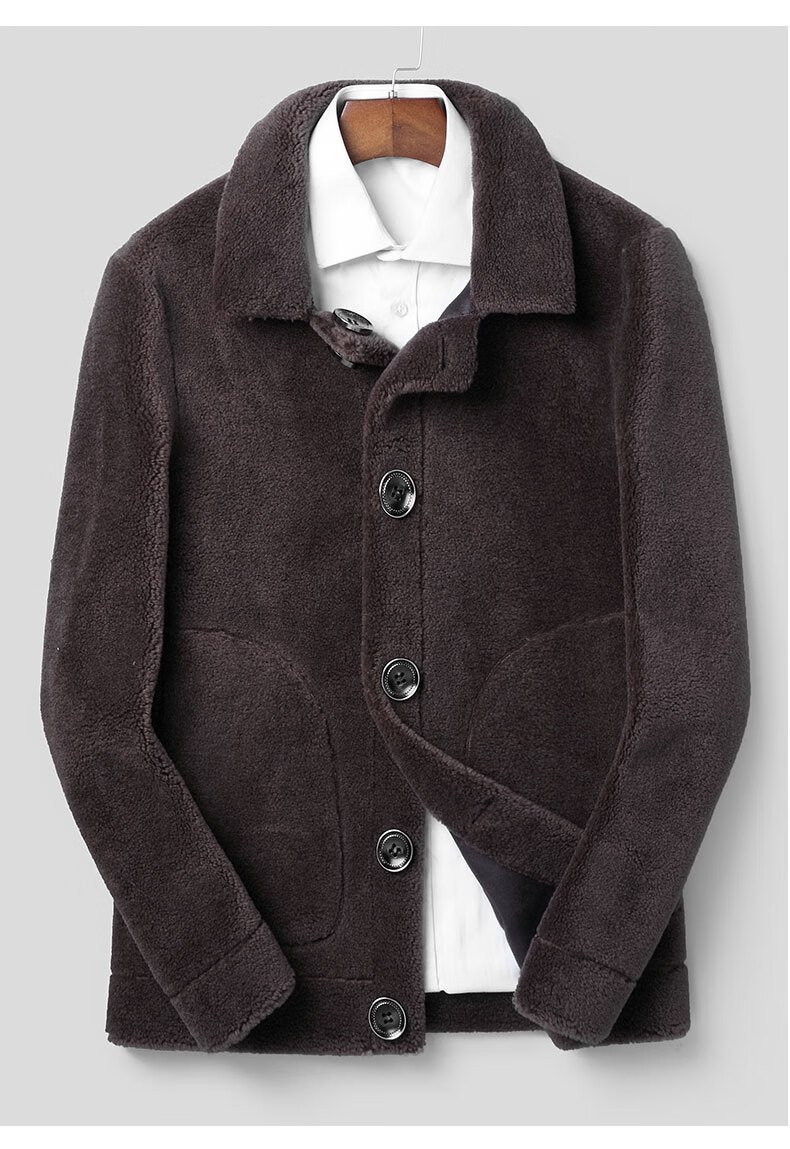 真皮皮衣男翻毛皮大衣皮毛一体冬季海宁羊毛皮草短款夹克羊剪绒潮装