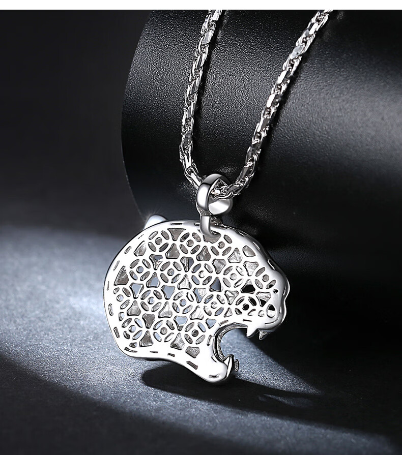 爱朵钻镂空吊坠pt950铂金猛虎头男士霸气白金老虎挂坠铜钱扣坠子