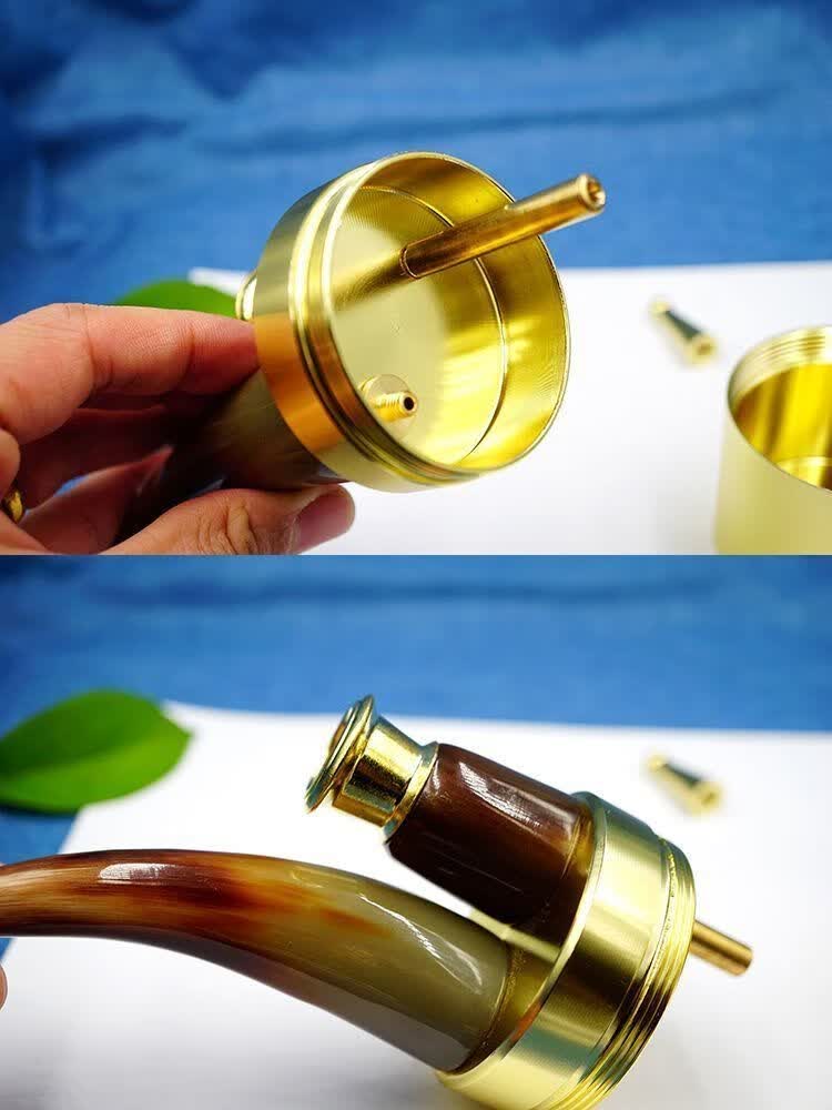 【优选特价】高端轻奢涵酷水烟壶正宗天然牦牛角水烟斗纯铜锅双重过滤